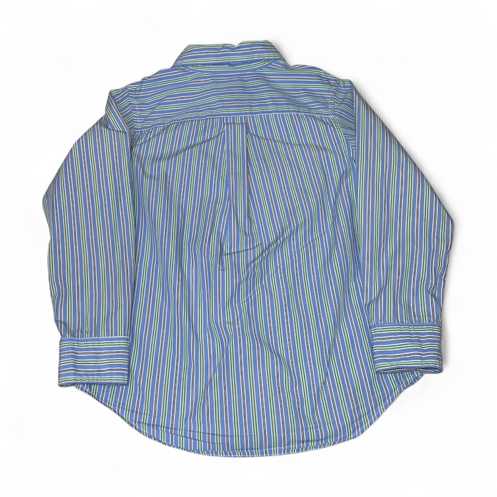 Polo Ralph Lauren Button-Down Dress Shirt Boys Sz 6 Vertical Stripes Blue Green - Picture 2 of 7